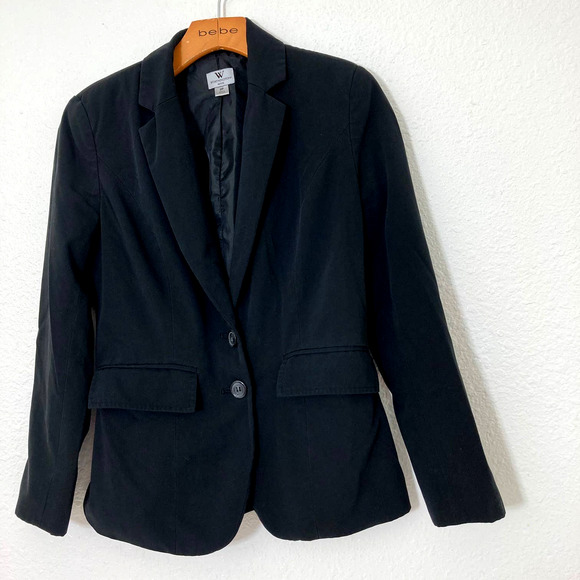 WORTHINGTON Black Button Blazer - Size 2P - Picture 2 of 5